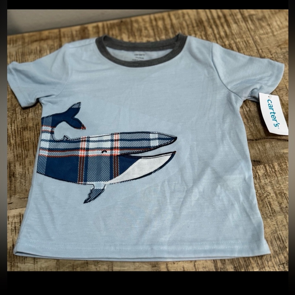 Carter's Blue Plaid Whale Kids T-Shirt